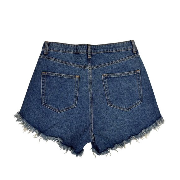 Wild Fable Denim Shorts Womens Size 10 High Rise Distressed Angled Hem - Picture 10 of 11